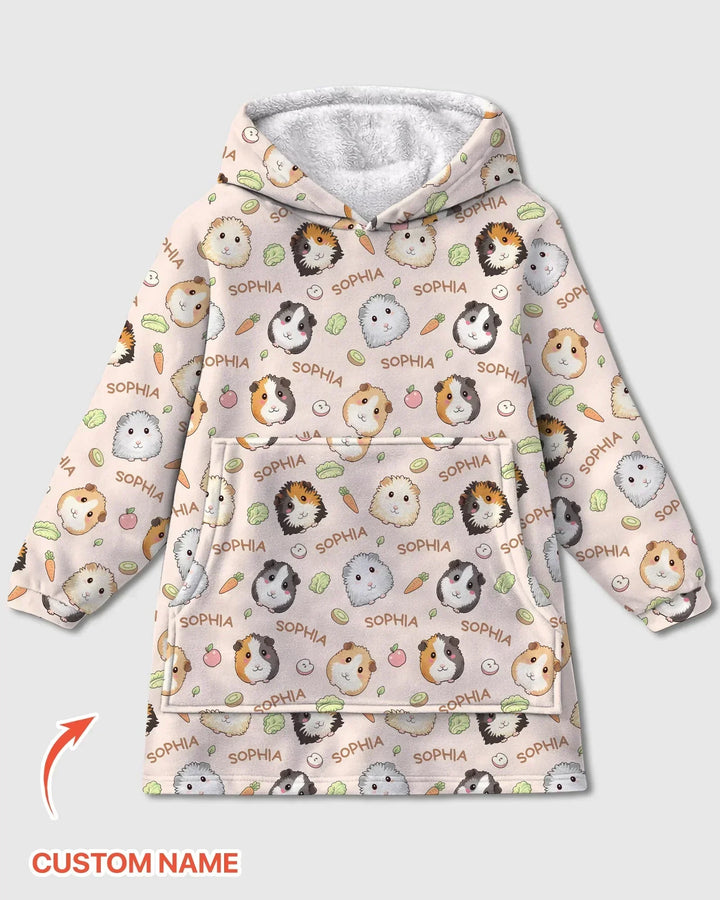Custom Name Cute Guinea Pigs Blanket Hoodie
