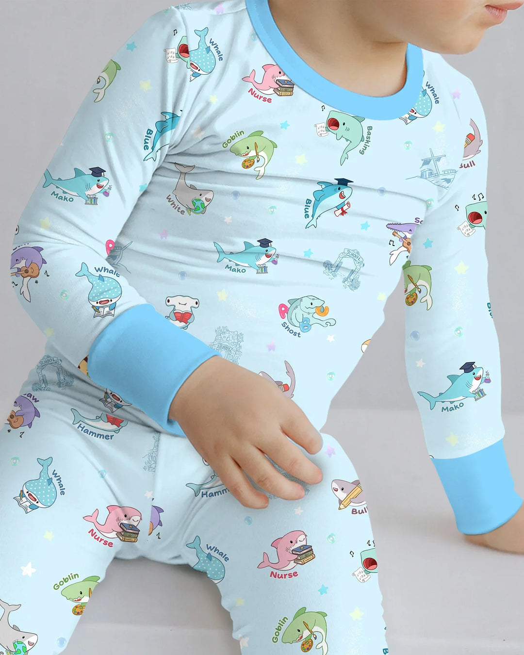 Shark School Bamboo Two Piece Long Sleeve Pajama Set