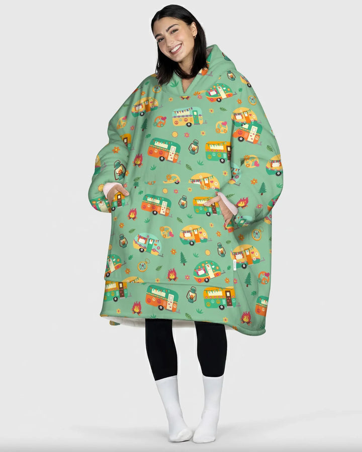 Happy Little Camper Bamboo Blanket Hoodie