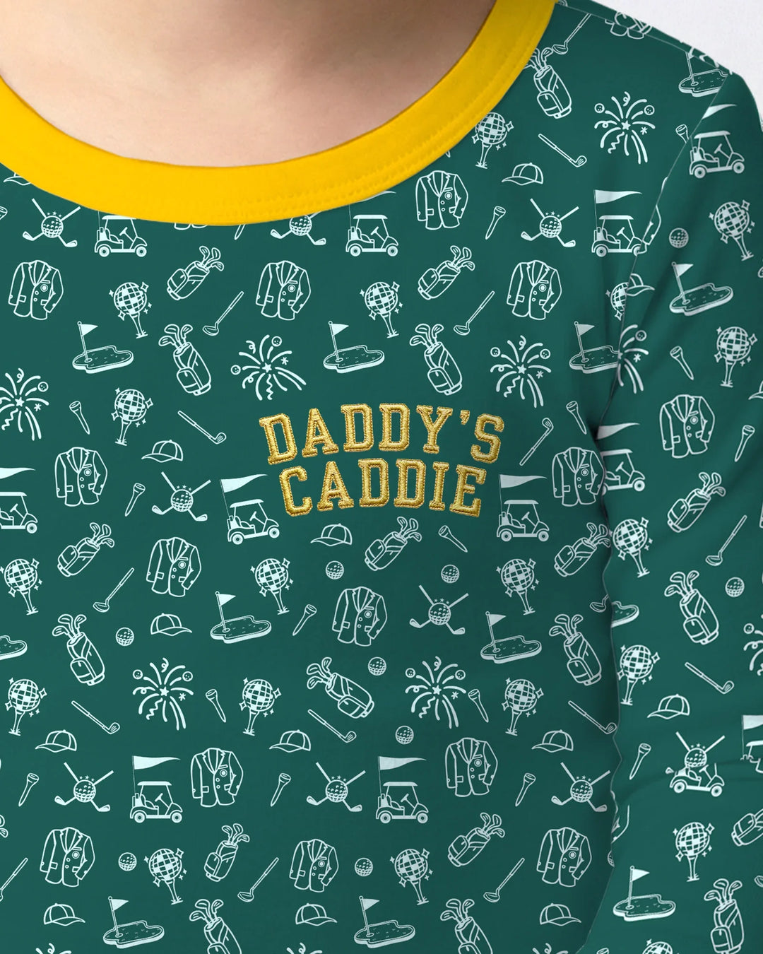 Conjunto de Pijama de Dos Piezas de Bambú con Bordado A Juego con Papá para Palos de Golf y Manga Larga