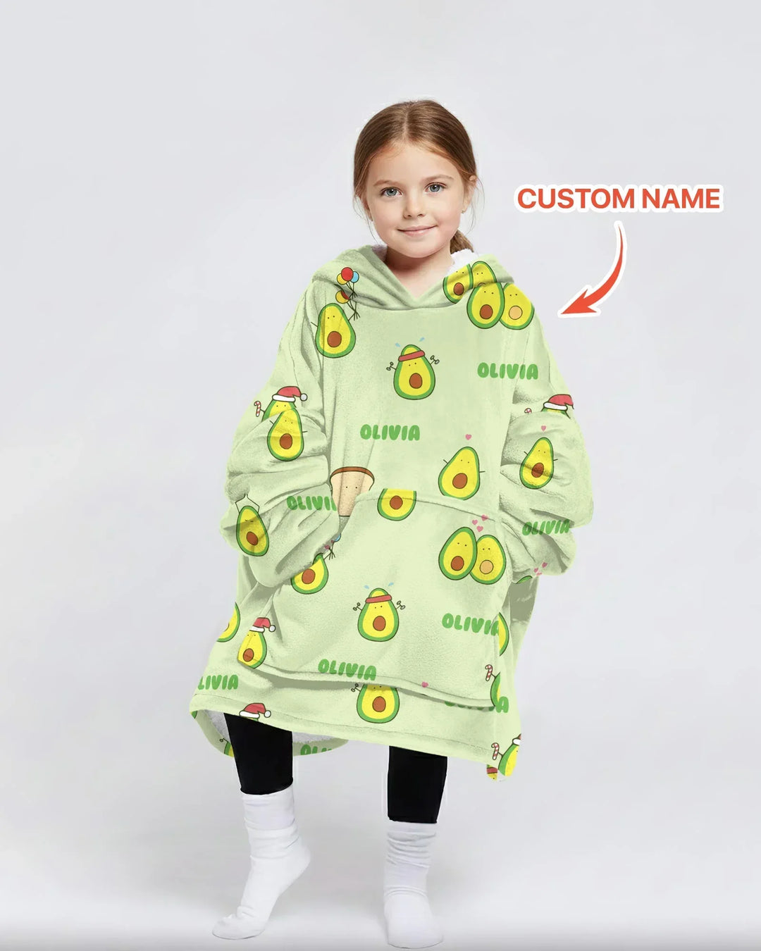 Custom Name Cute Avocado Blanket Hoodie