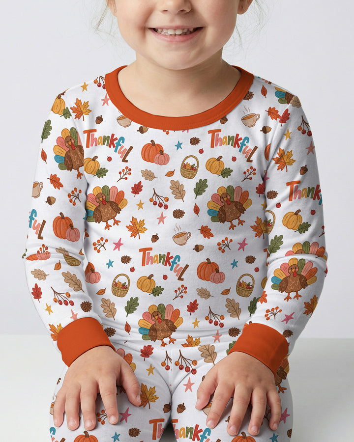 Thankful Turkey Bamboo Two Piece Long Sleeve Pajama Set