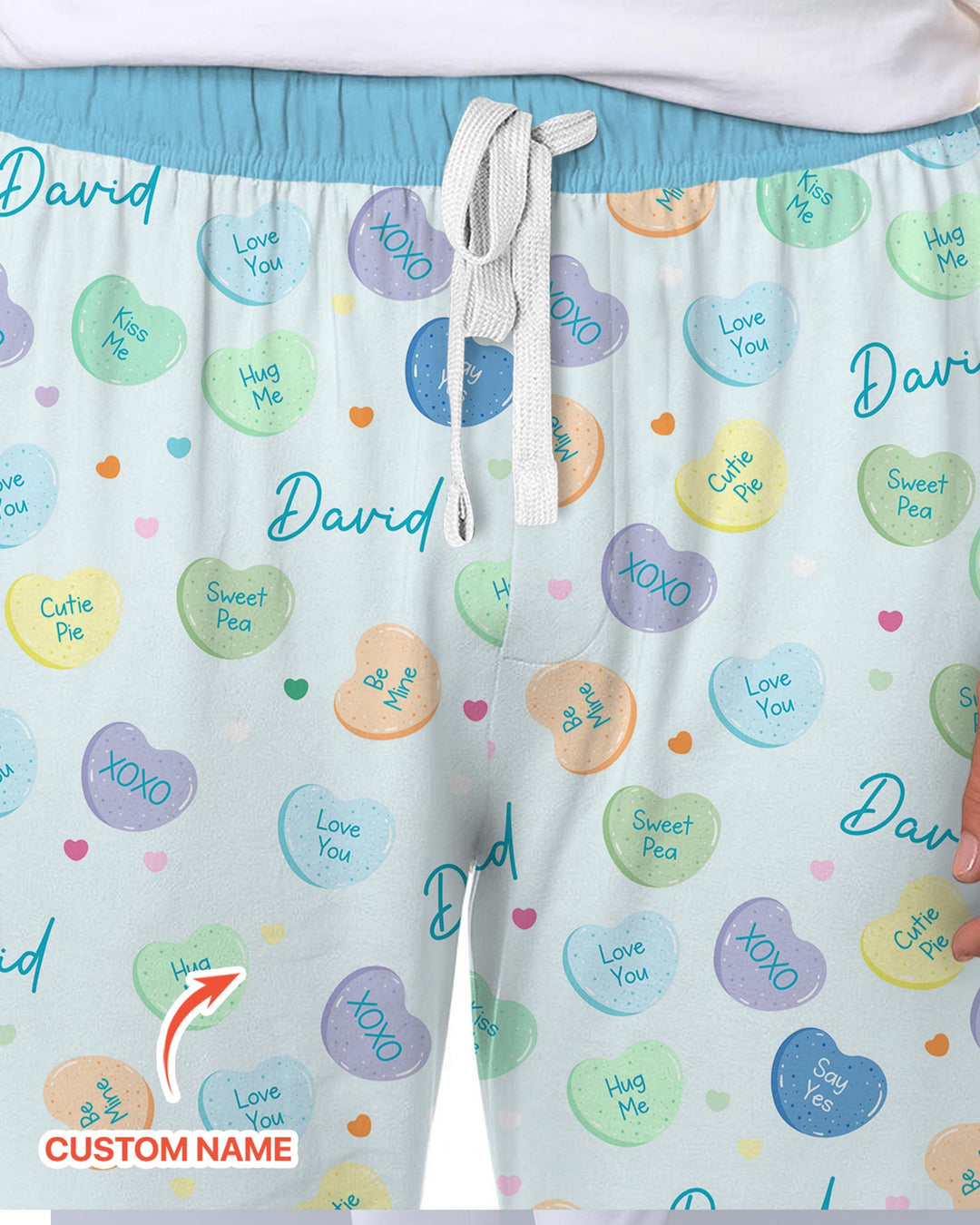 Custom Name Colorful Candy Hearts Family Matching Men's Pajama Set