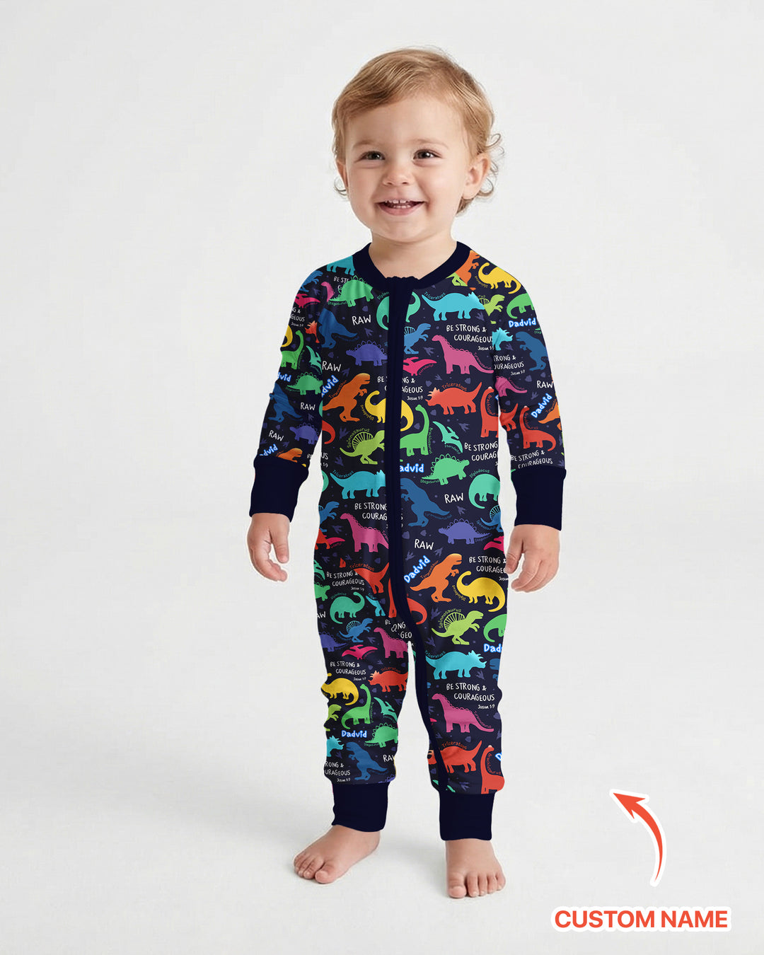 Be Strong and Courageous Dinosaur Christian Bamboo Convertible Zippy