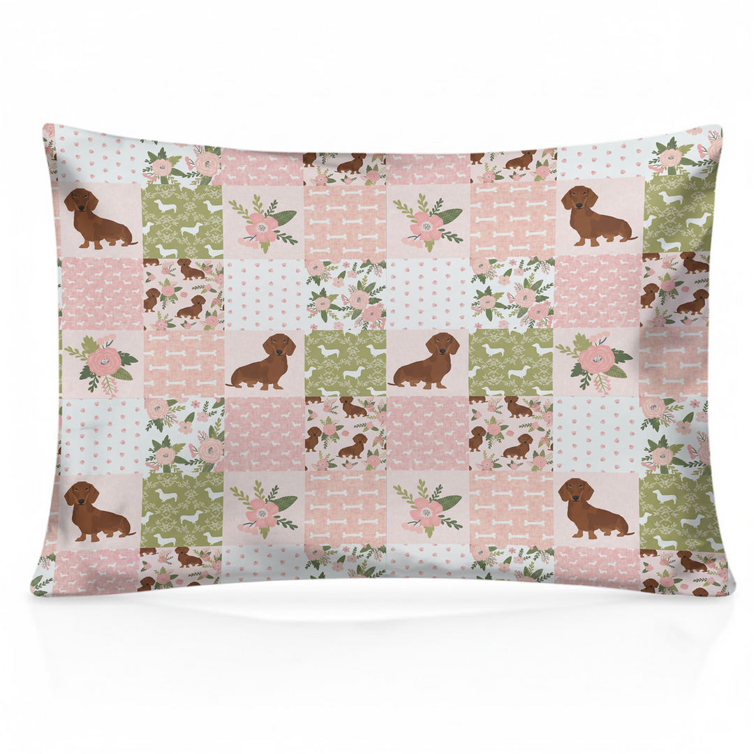 Floral Dachshund Grace Pillow Case