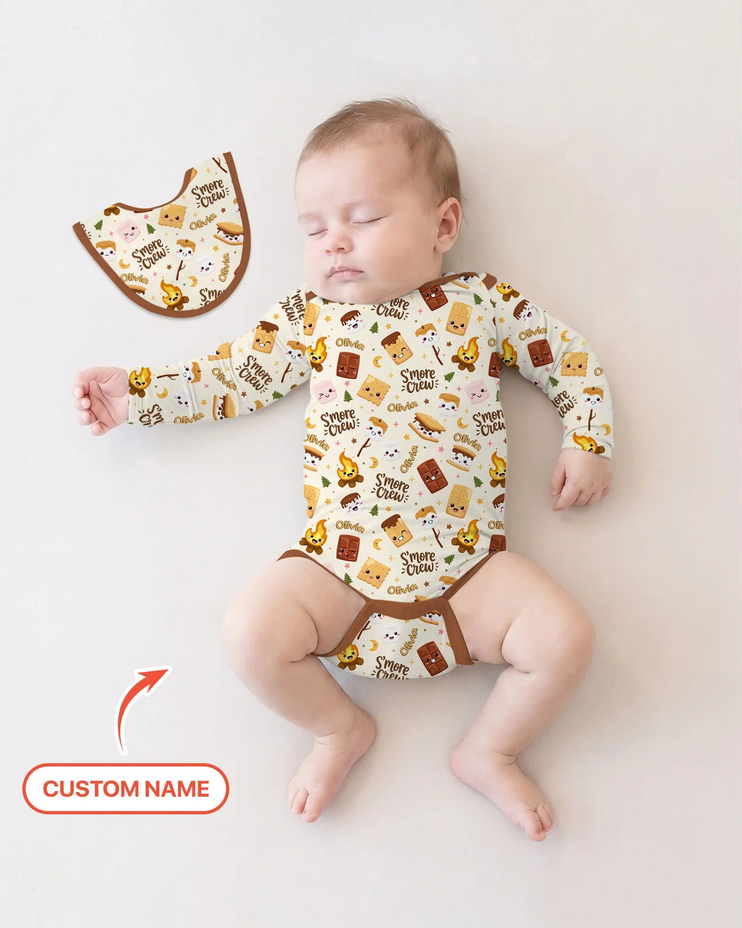 Custom Name Kawaii S'more Crew Family Matching Bamboo Bodysuit