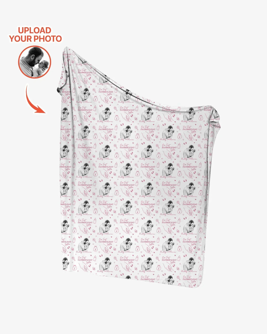 Custom Photo Our First Father's Day Together swaddle blanket