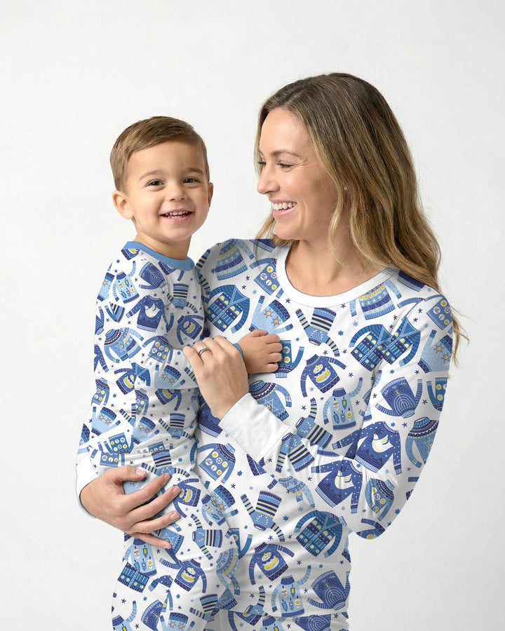Cute Hanukkah Jumpers Bamboo Two Piece Long Sleeve Pajama Set