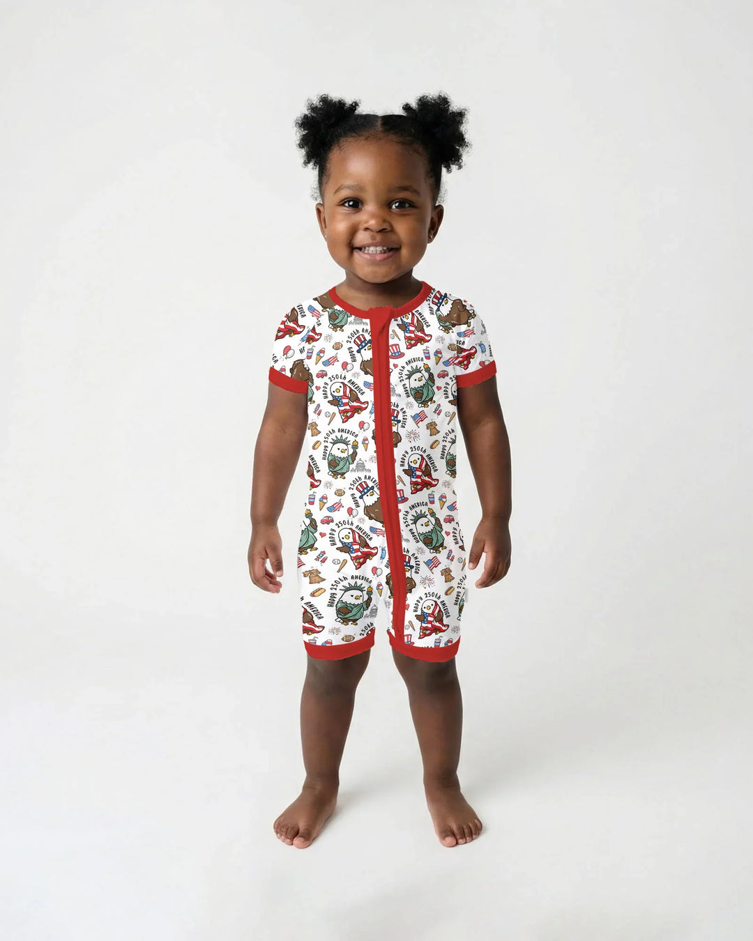 Happy 250th America Cute Patriotic Eagles Family Matching Bamboo Shorty Zippy