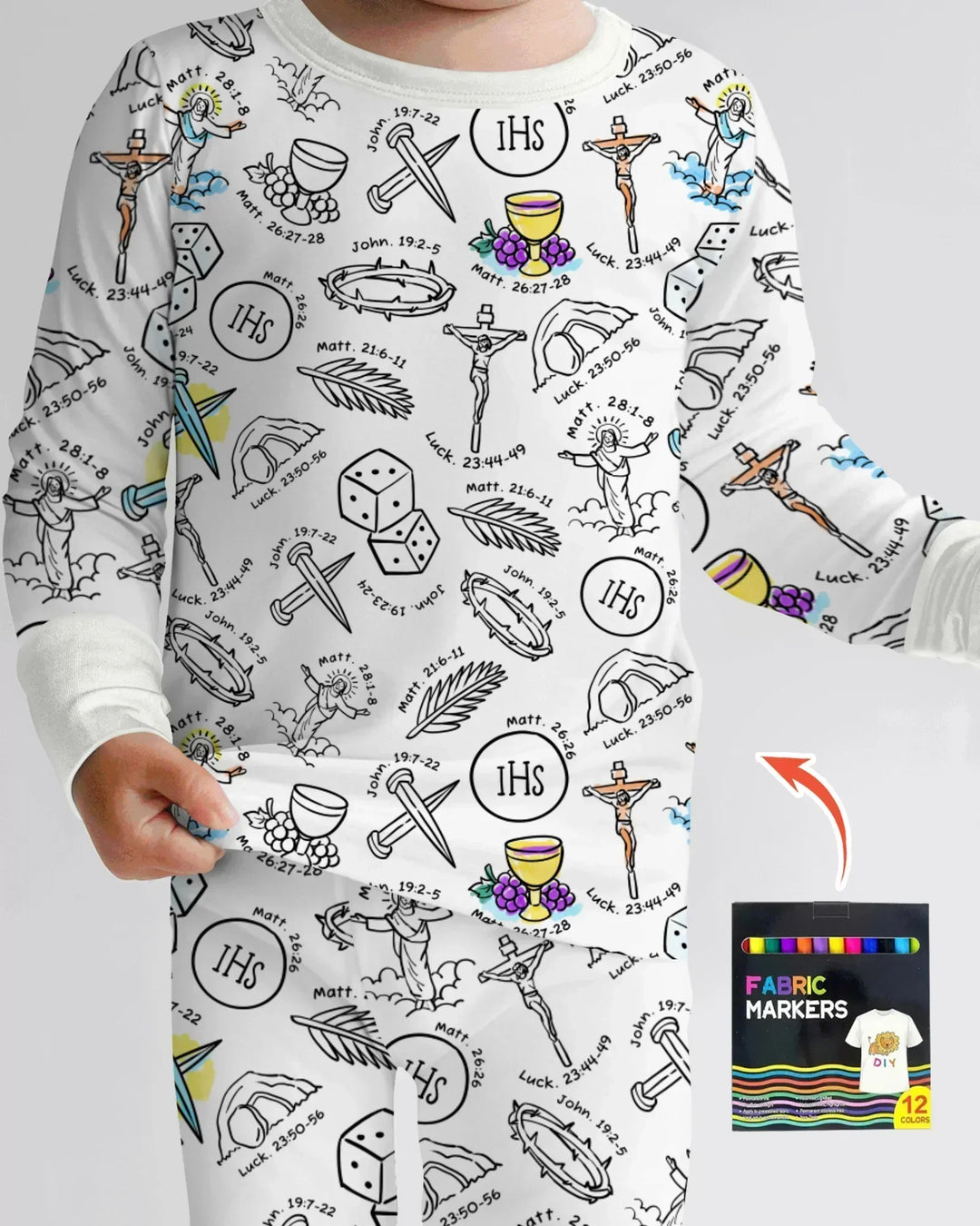 Easter Story Colorable Two Piece Long Sleeve Pajama Set