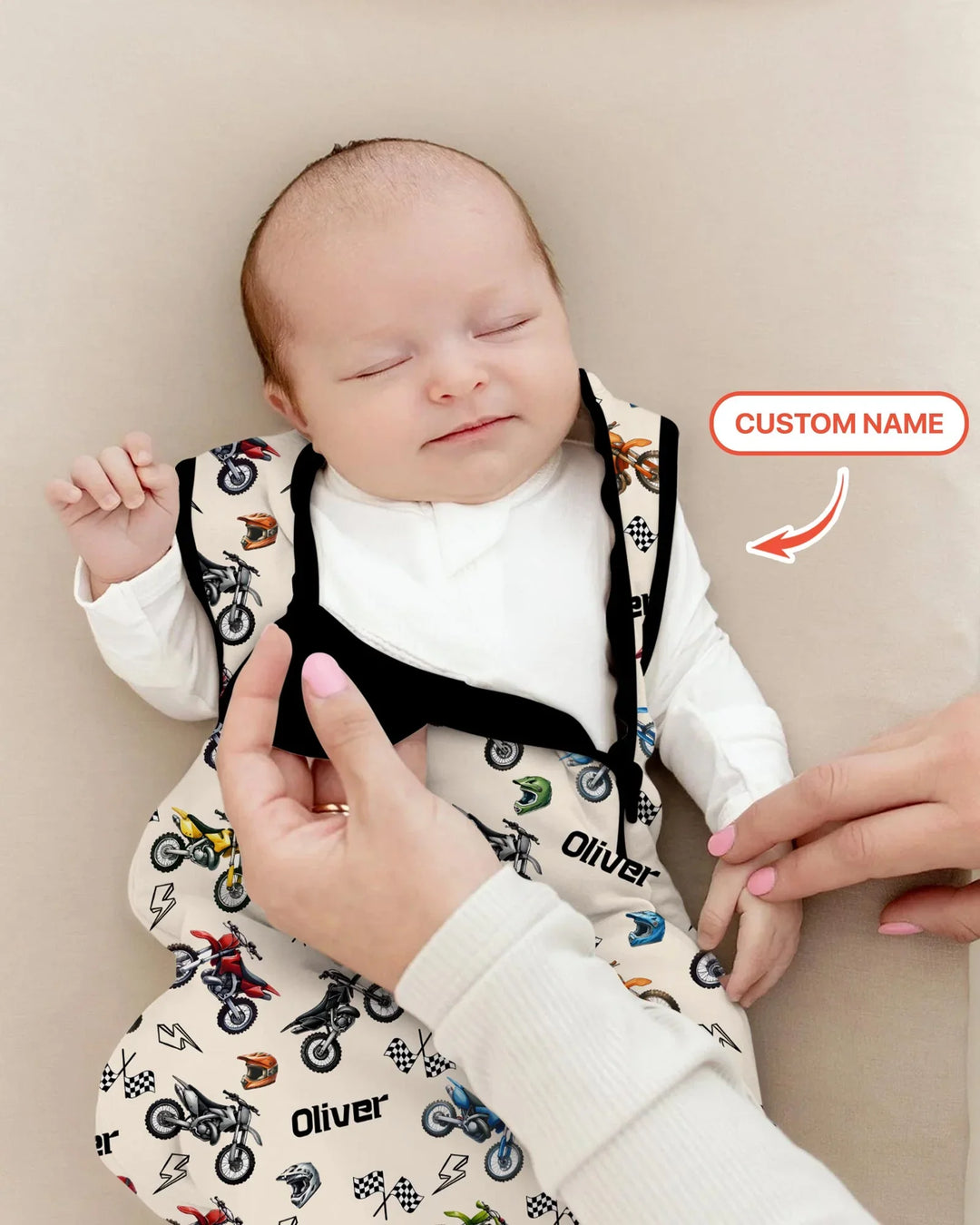 Custom Name Little Dirt Bike Rider Bamboo Sleep Bag