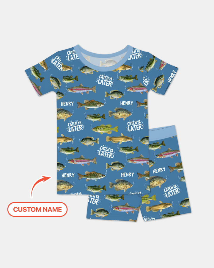 Catch Ya Later Matching Daddy & Me Two Piece Short Sleeve Shorts Pajama Set