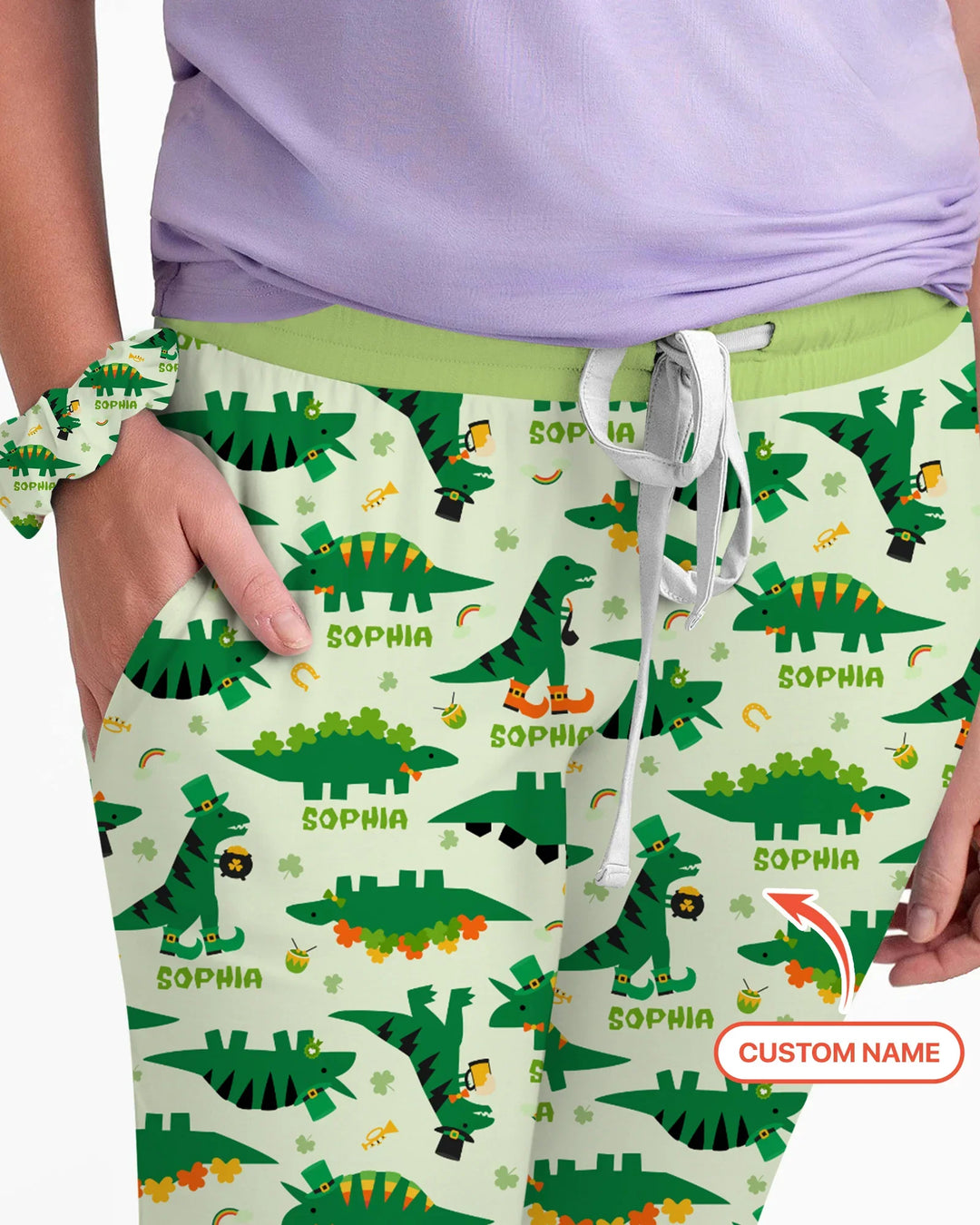 St. Patrick's Day Dinosaurs Custom Women Pajama Set