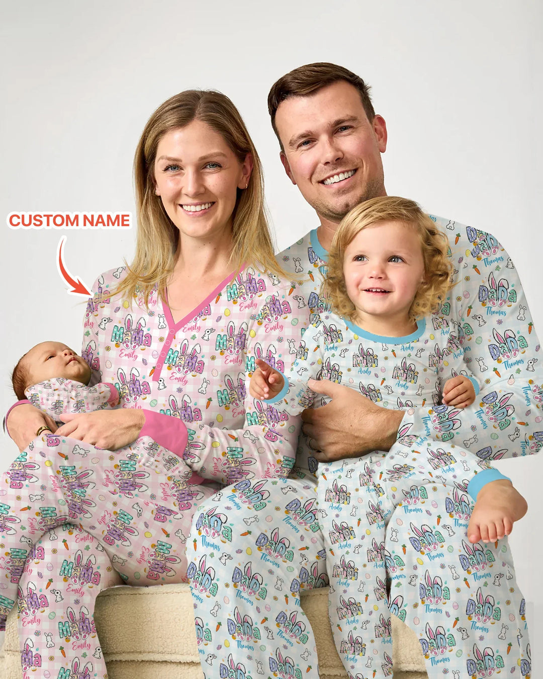 Custom Name Easter Family Matching Men's Pajama Set
