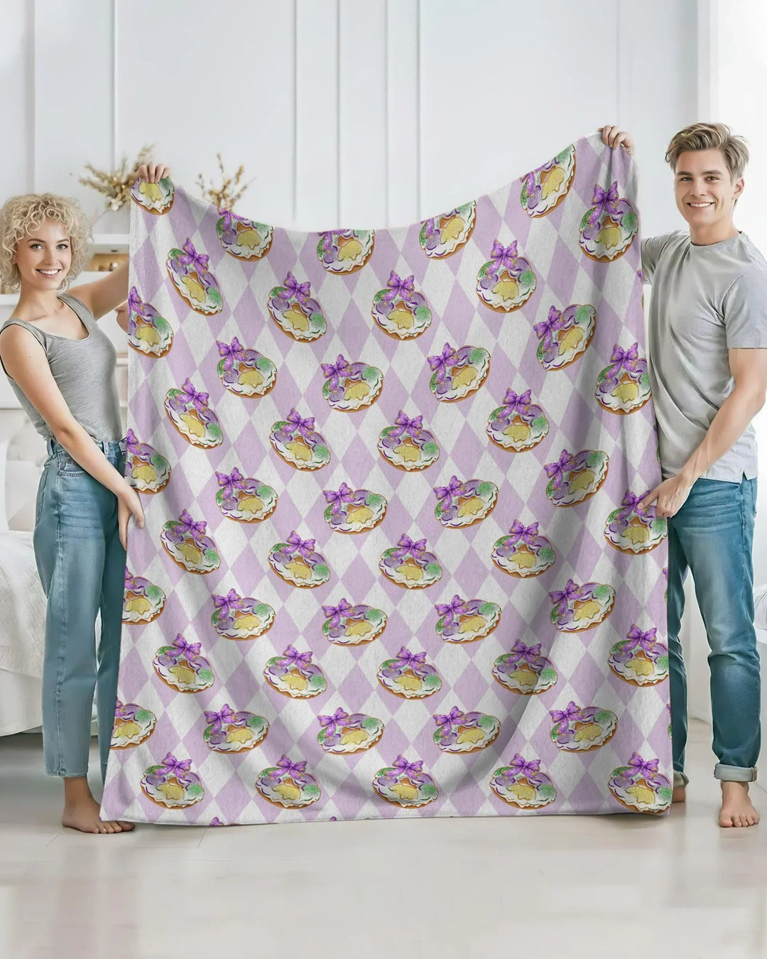 Manta de bambú con diseño de donut de Mardi Gras