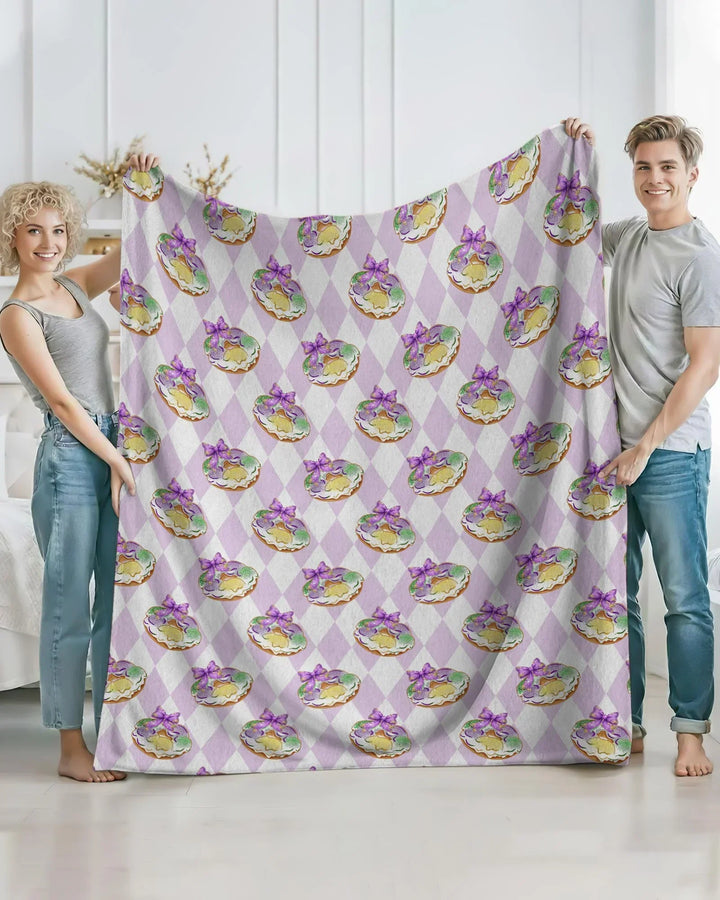 Manta de bambú con diseño de donut de Mardi Gras