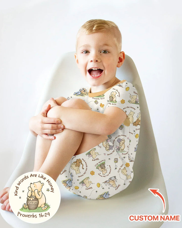 Kind Words Are Like Honey Custom Name Bamboo Two Piece Short Sleeve Shorts Pajama