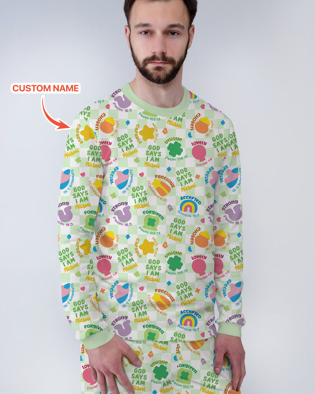 God Says I Am St. Patrick’s Day Custom Name Family Matching Men's Pajama Set