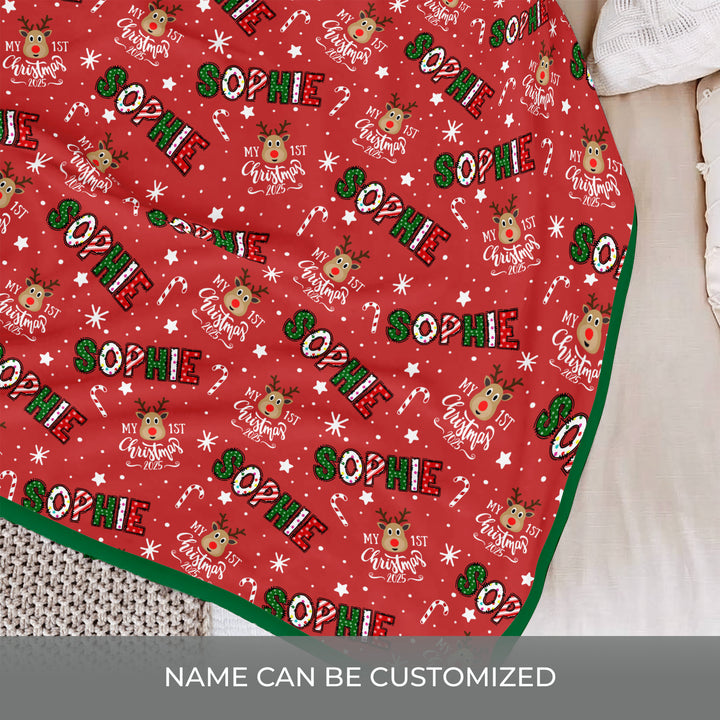 Custom Name "My First Christmas 2025" Toddler Blanket