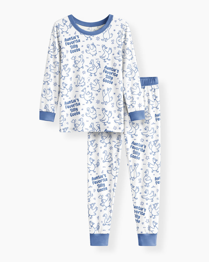 Auntie's Favorite Silly Goose Bamboo Two Piece Long Sleeve Pajama Set