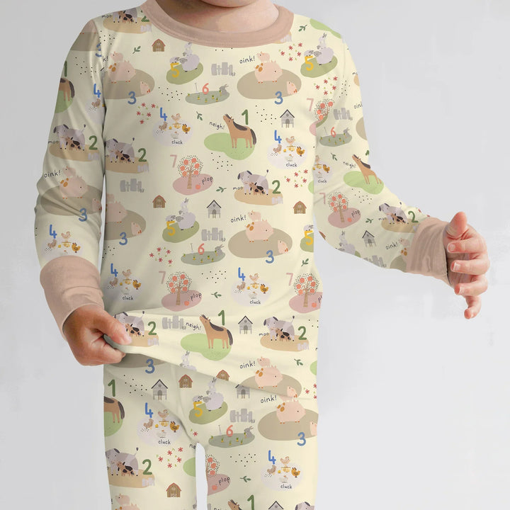 Farm Animal Counting Two Piece Long Sleeve Pajama Set