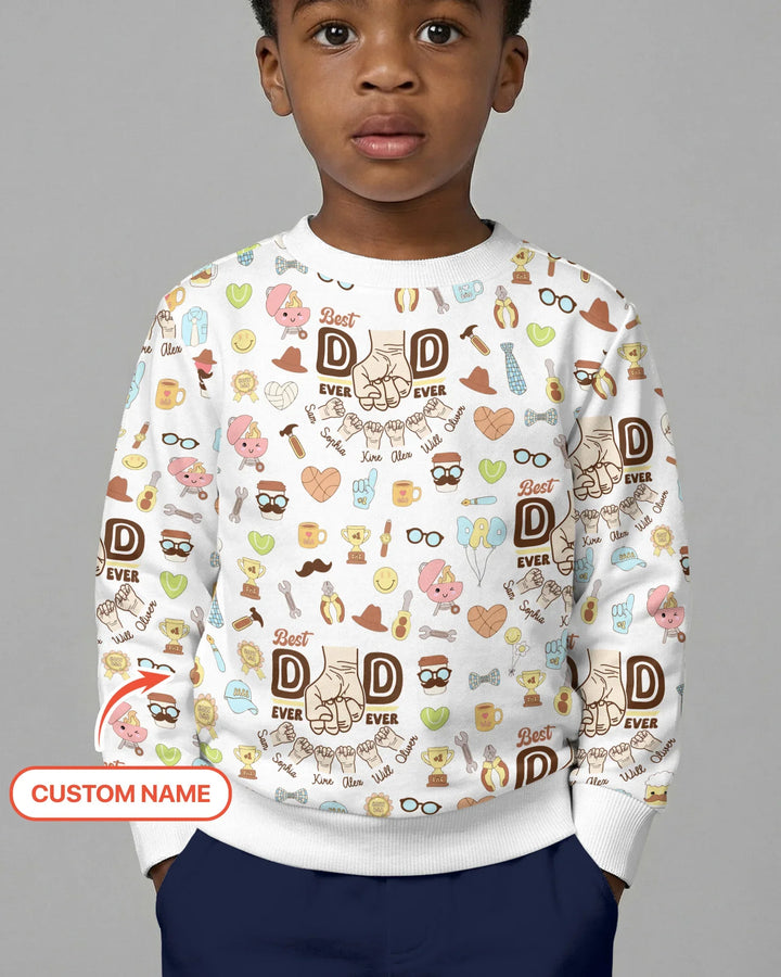 Custom Kids Name Best Dad Ever Bamboo Crewneck Sweatshirt