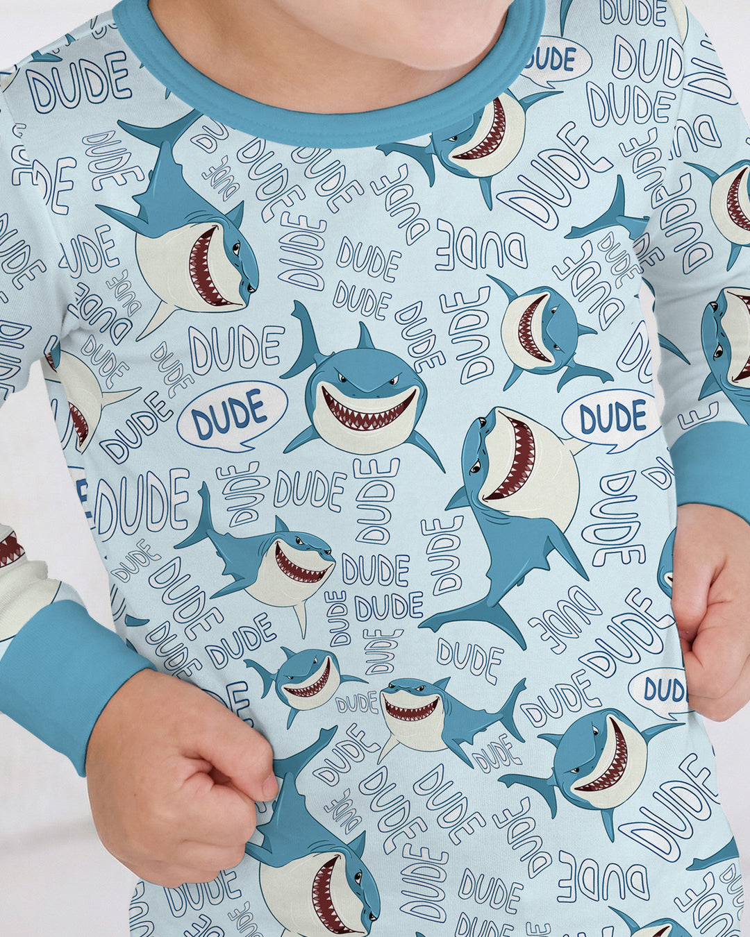 Dude Shark Bamboo Two Piece Long Sleeve Pajama Set