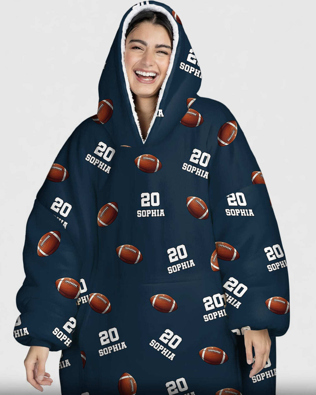 Football Pattern Personalized Blanket Hoodie