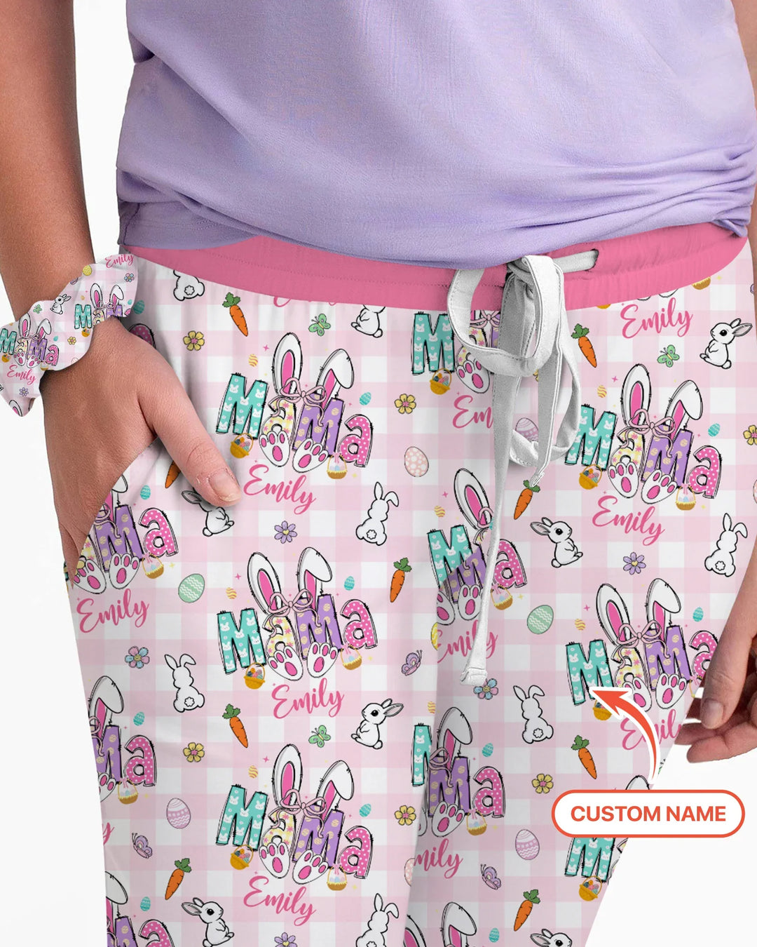 Custom Name Easter Family Matching Women Pajama Set