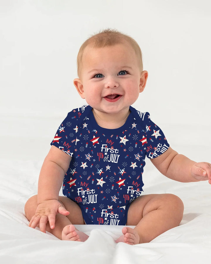 My First 4th of July Star Striped Bamboo Bodysuit