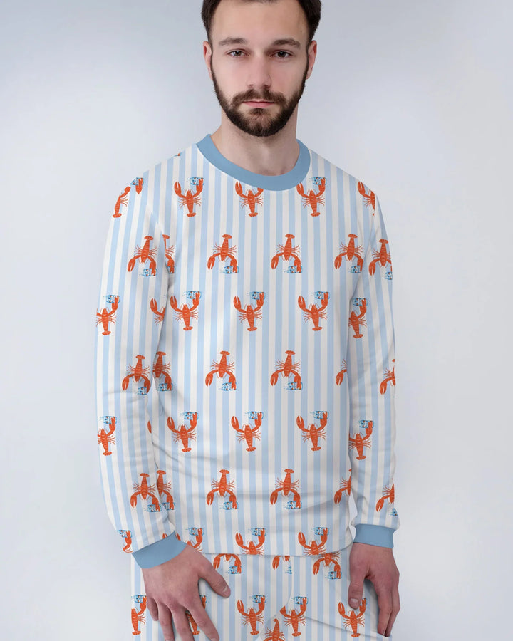 Conjunto de pijama de hombre de bambú con tema de temporada de cerveza de cangrejo de río