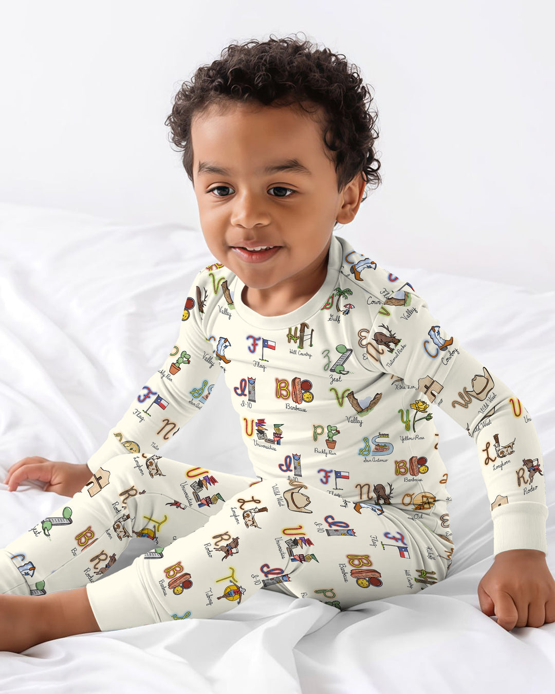 Texas Alphabet Bamboo Two Piece Long Sleeve Pajama Set