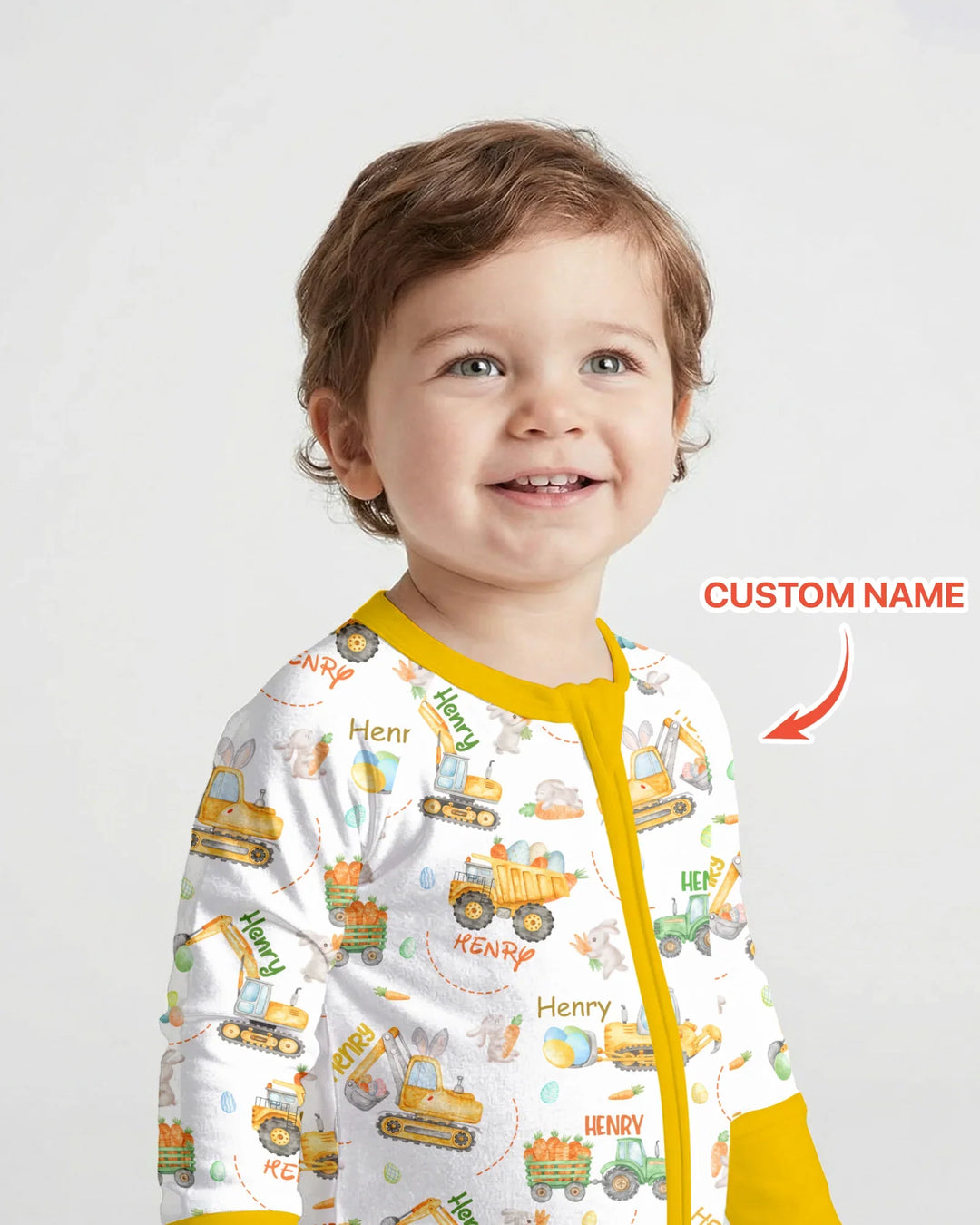 Easter Construction Vehicles Custom Name Convertible Zippy