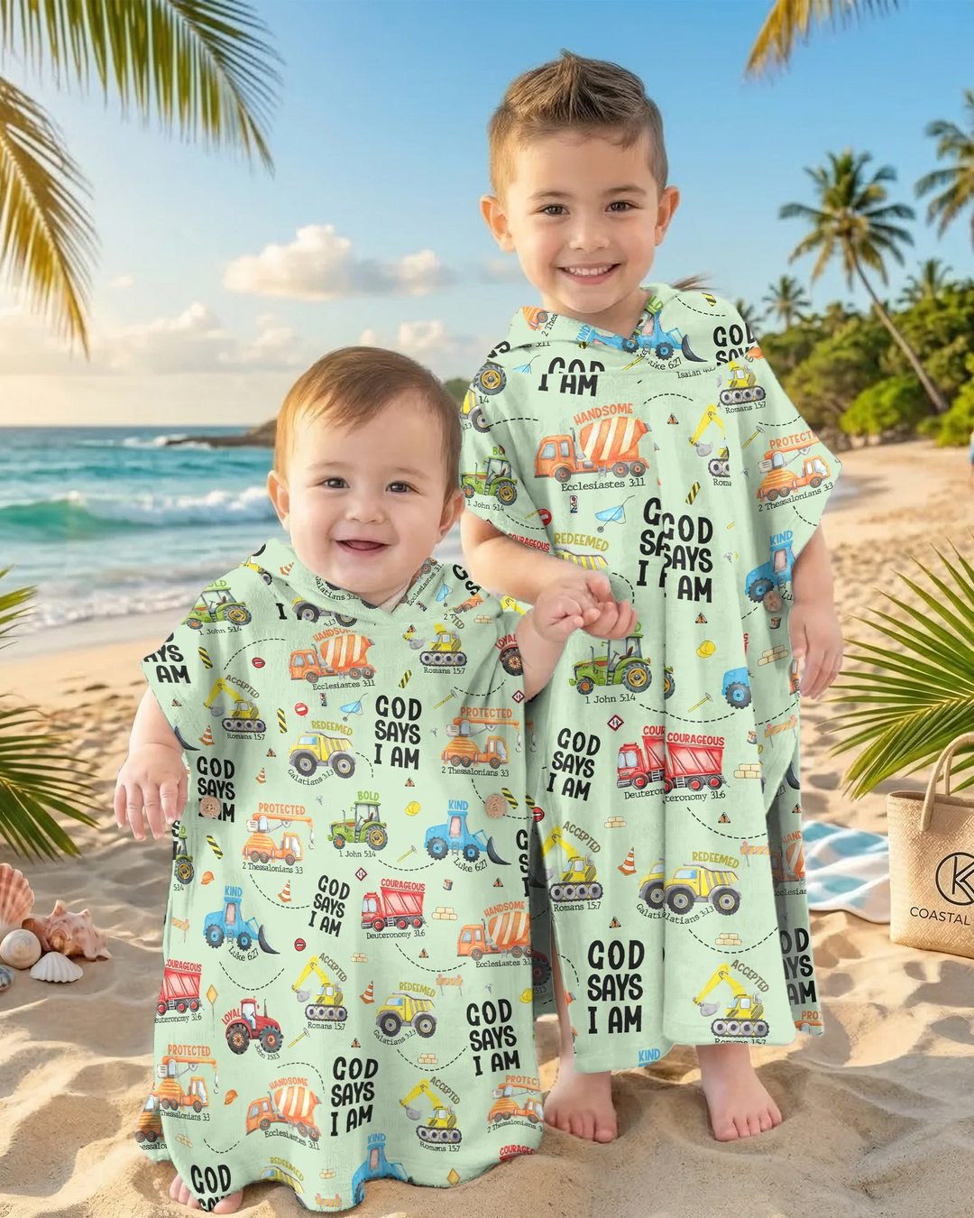 God Says I Am Boy Bamboo Swim Poncho