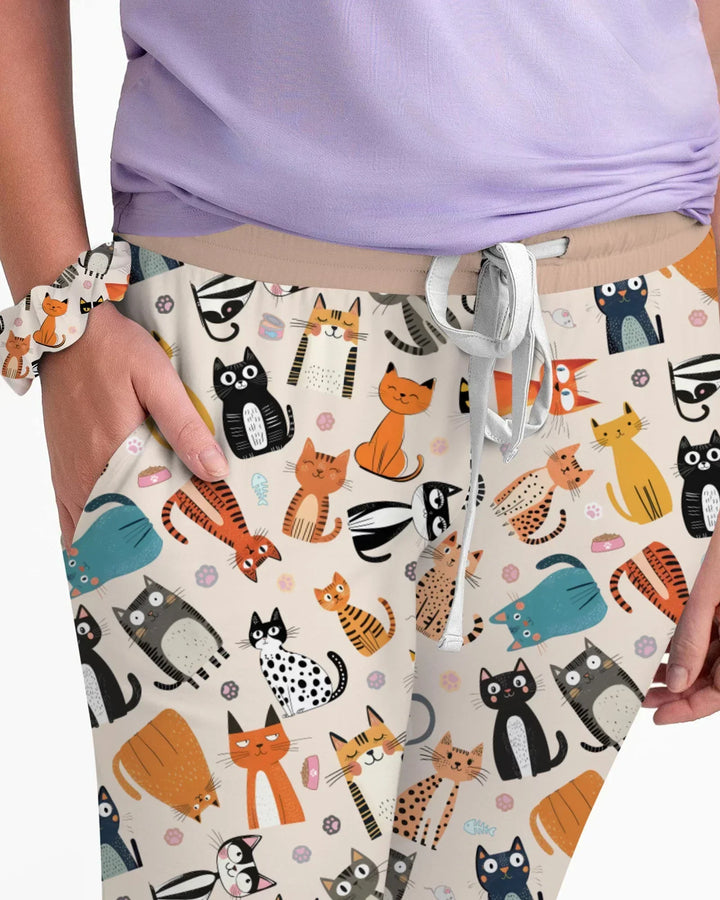 Goofy Mischief Cat Family Matching Bamboo Women Pajama Set
