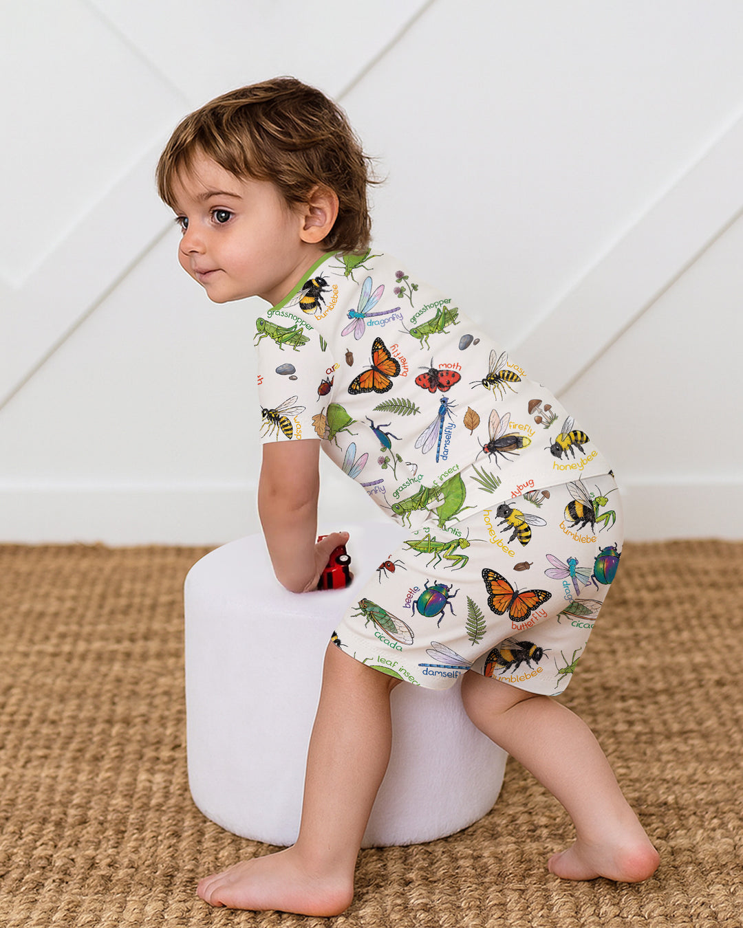 Bug Learning Bamboo Two Piece Short Sleeve Shorts Pajama Set