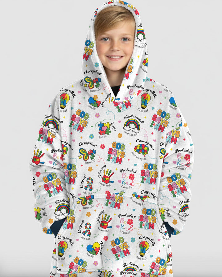 God Says I am Different Wearable Blanket Hoodie