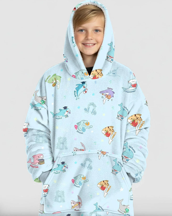 Shark School Bamboo Blanket Hoodie