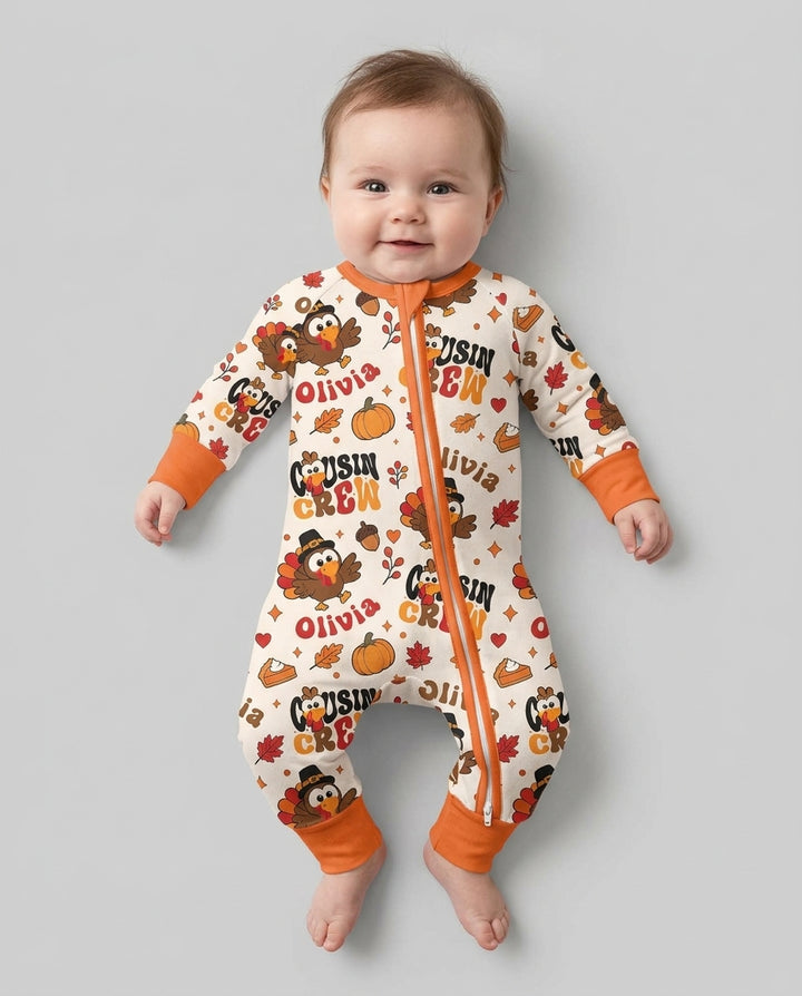 Personalized Cousin Crew Thanksgiving Bamboo Convertible Zippy