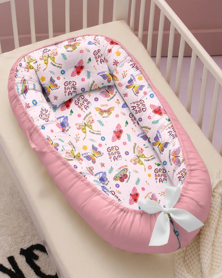 God says I am Butterfly Bamboo Baby Nest Bed