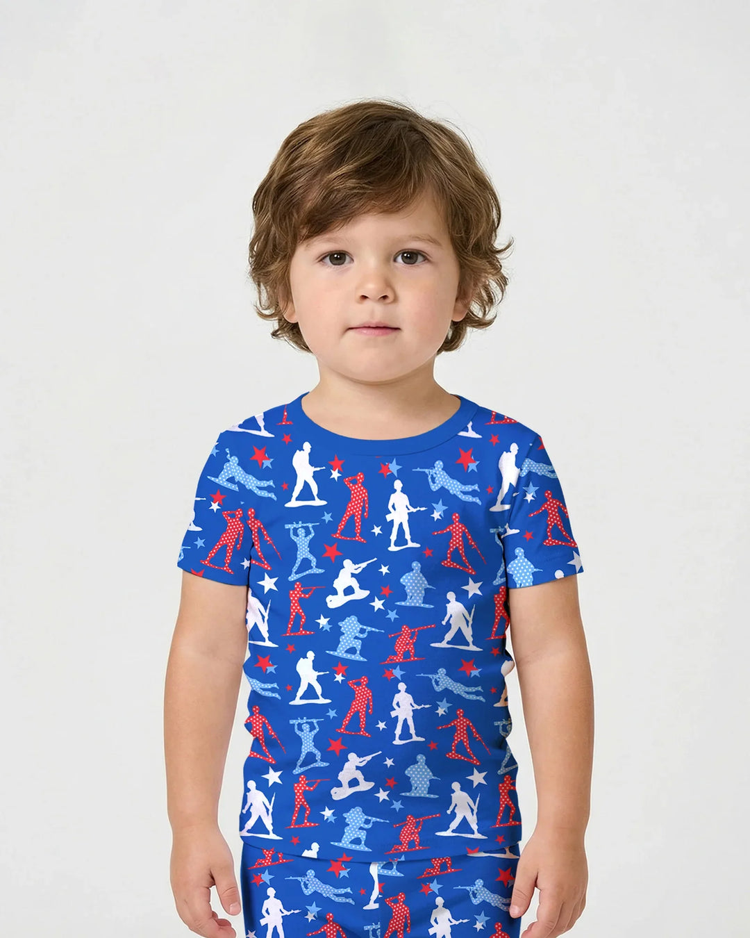Army Toys 4th of July Bamboo Two Piece Short Sleeve Shorts Pajama Set