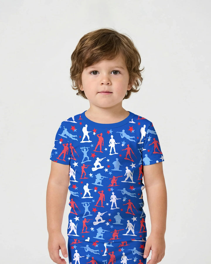 Army Toys 4th of July Bamboo Two Piece Short Sleeve Shorts Pajama Set