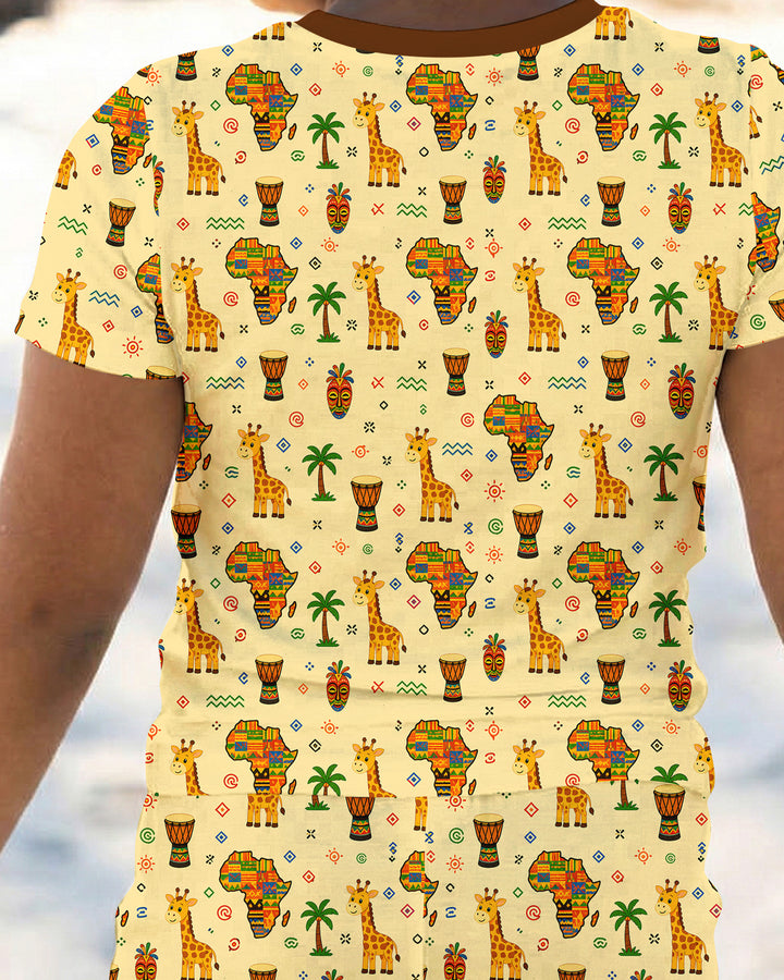 African Culture Bamboo Two Piece Short Sleeve Pajama Set
