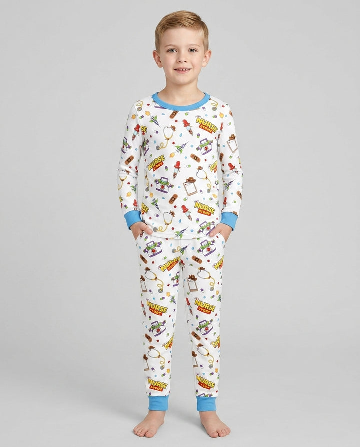 Zweiteiliges Langarm-Pyjama-Set mit Sommerfrüchten