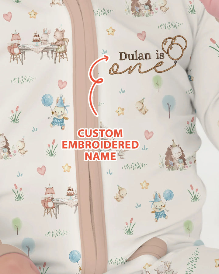 Custom Embroidered Name Birthday Baby Bamboo Convertible Zippy