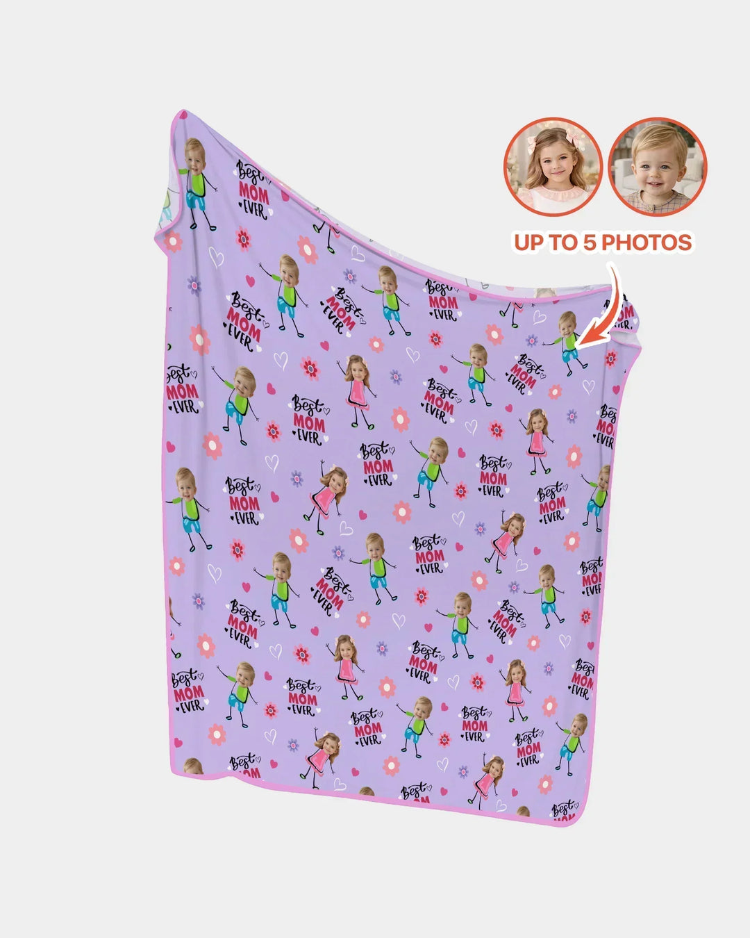 Custom Photo "Best Mom Ever" Doodle Bamboo Blanket