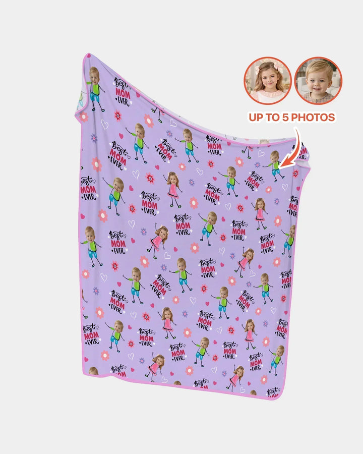 Custom Photo "Best Mom Ever" Doodle Bamboo Blanket