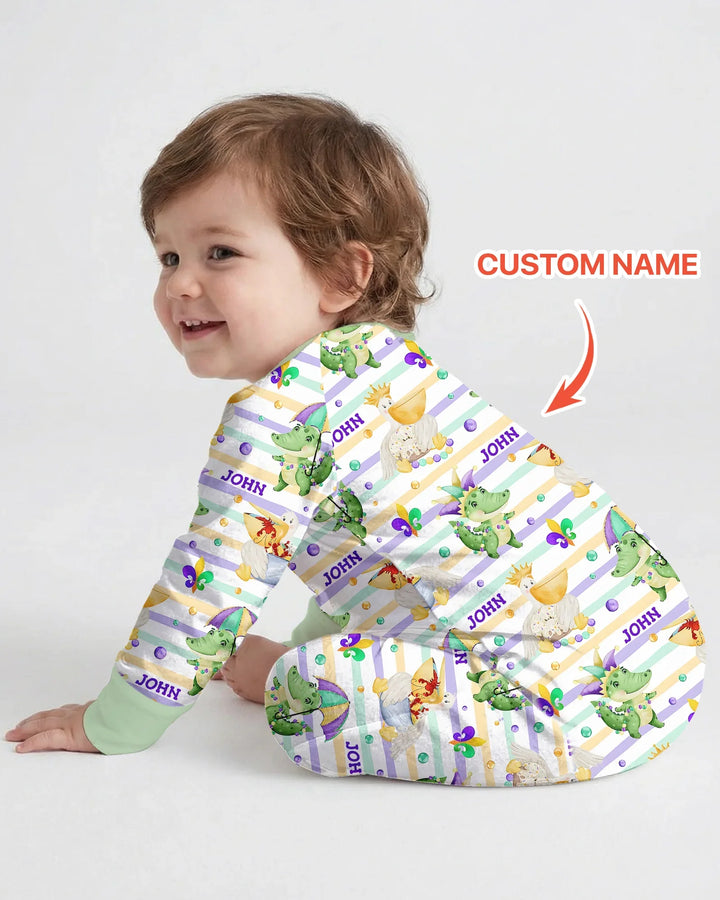 Pijama Convertible de Bambú a Juego para Familia "Aventura de Mardi Gras Feliz"