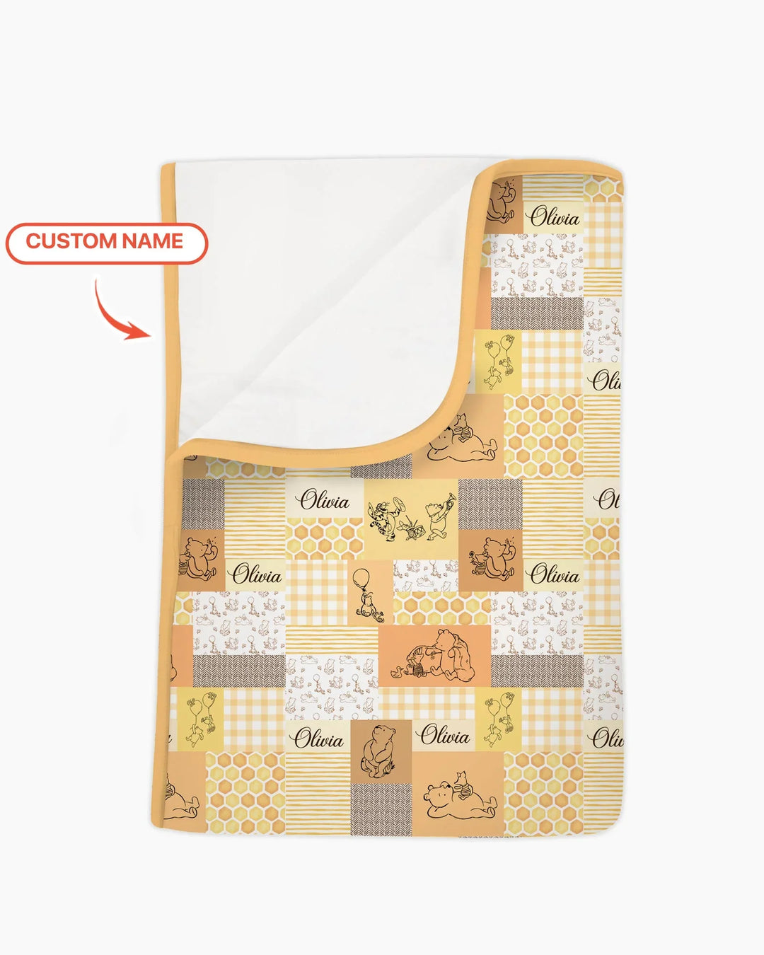 Personalized Classic Bear Patchwork Bamboo Blanket