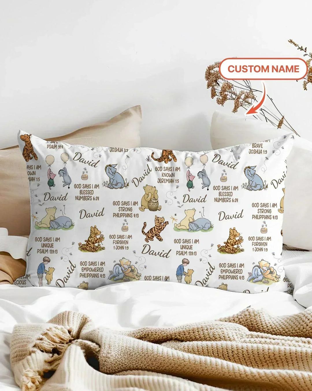 Custom Name God Says I Am Classic Bear Bamboo Pillow Case